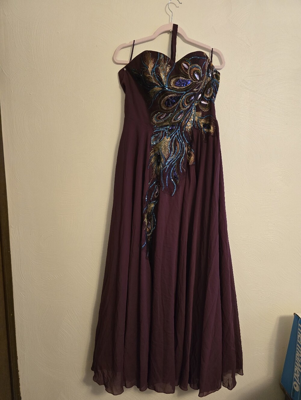 Grace Karin Peacock Embroidered Strapless Gown